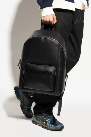 Dsquared2 Leather Backpack With Logo, Mens, Black
