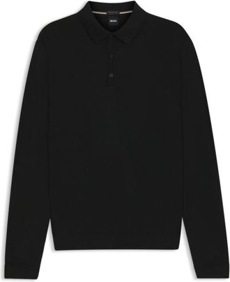 BOSS Knitted polo sweater in virgin wool