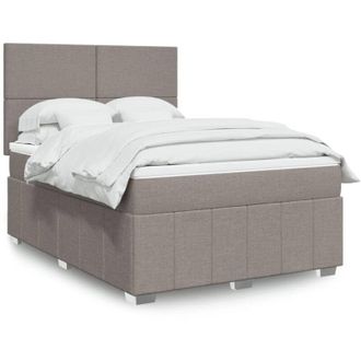 vidaXL Vidaxl - Cama Box Spring Con Colch&oacute;n Tela Gris Taupe 140x190 Cm