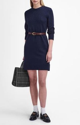 Barbour Guernsey Cable Stitch Long Sleeve Cotton Sweater Dress in Navy at Nordstrom Rack, Size 10 Us / 14 Uk