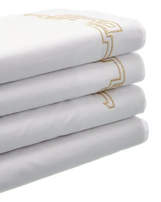 Dea Embroidered Greek Key Bella Percale Sheet Set