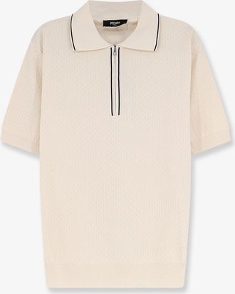 Fendi Polo in cotone e seta con ricamo FF - FENDI - gender_Man