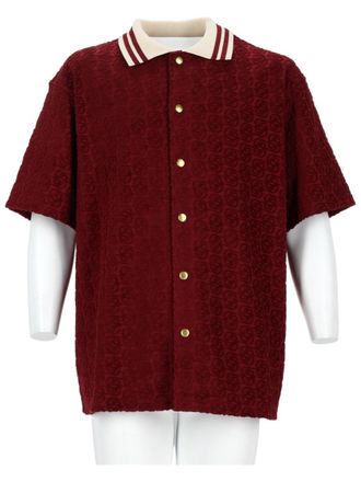 Dr&ocirc;le de Monsieur Textured Monogram Short-Sleeve Cotton Shirt