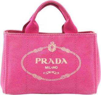 Prada Pre-owned Handbags, female, Pink, Size: ONE SIZE Pre-owned Vintage Canvas Handbag