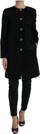 Dolce & Gabbana Geborduurde wollen jas - Dames - Mantel - Zwart - XS - Wol - Jassen