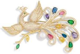 Eye Candy Los Angeles Moana Cubic Zirconia Bird of Paradise Brooch in Gold at Nordstrom Rack