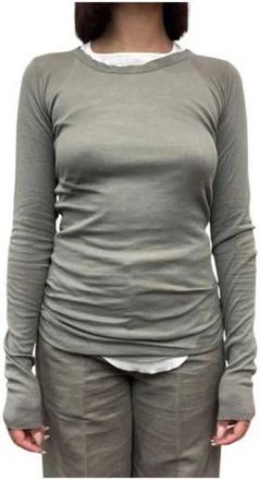 Rick Owens Rib LST Long Sleeve T-shirt - Dames - Longsleeves - Grijs - S - Katoen - Tops
