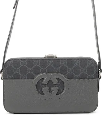 Gucci Black Gray Gg Supreme Leather Handbag Shoulder Bag (Pre-Owned)