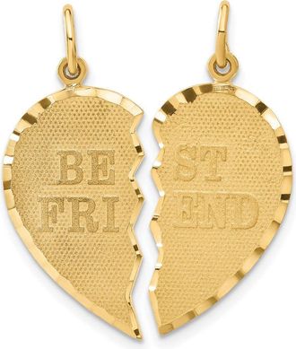 Diamond2Deal 14k Yellow Gold BEST FRIEND Diamond-cut 2-piece Charm