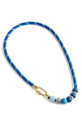 Madewell Semiprecious Beaded Carabiner Paracord Necklace in Retro Blue at Nordstrom