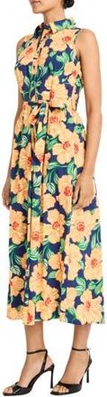 Maggy London Floral Sleeveless Midi Shirtdress in Navy/Yellow at Nordstrom Rack, Size 18 (Similar To 16W)