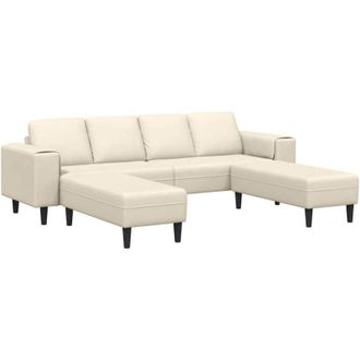 vidaXL Divano in tessuto Crema 208 cm Tessuto in velluto a coste vidaXL