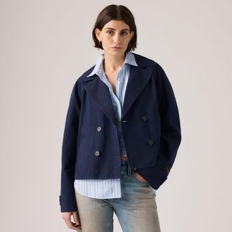 Levi's Bree Cropped Swing Trench Jacket - Womens - XS - Blue