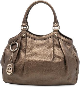 Gucci 2016-2025 Medium Metallic Calfskin Sukey tote bag - Marrone