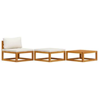 vidaXL Set Divani Da Giardino 3 Pz Con Cuscini Crema In Legno Acacia Vidaxl