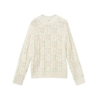 Twinset Maglione Girocollo con Perle Applicate - - Knitwear - Donna - Bianco - S