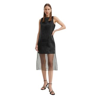 Theory Kleedjes, Dames, Zwart, M, Tule, Overlay Midi Jurk