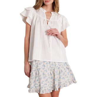 Flying Tomato Flutter Sleeve Woven Top in Off White at Nordstrom Rack, Size Medium