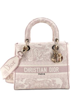 Dior Lady D-Lite Bag Embroidered Canvas Medium satchel - women - Canvas - One Size - Pink