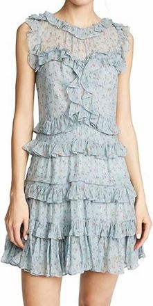 Rebecca Taylor Vine Ruffle Sleeves Mini Dress In Mint