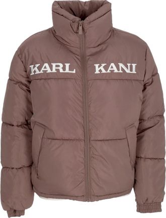 Karl Kani W Retro Essential Puffer Jacket - Dames - Winterjassen - Bruin - L - Leer - Jassen