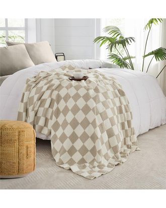 Truly Soft Cozy Checkerboard Reversible Throw