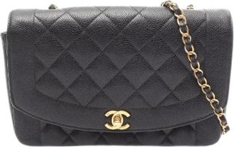 Chanel Pre-owned Matelasse Diana Flap Shoulder Bag - Dames - Vintage Schoudertas - Zwart - ONE Size - Leer - Vintage