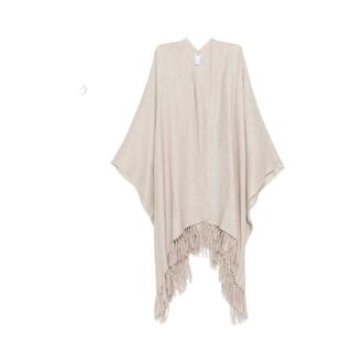 Brunello Cucinelli Brunello Cucinelli, Capes, female, Beige, Size: ONE SIZE Fringed Cape