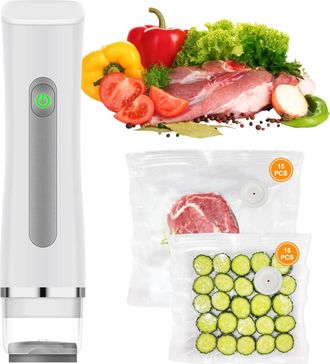 OEM Selladora De Alimentos Al Vac&iacute;o, Selladora Port&aacute;til Con 30 Bolsas De Vac&iacute;o Reutilizables, Seal Meal Saver, Selladora De Alimentos Inal&aacute;mbrica
