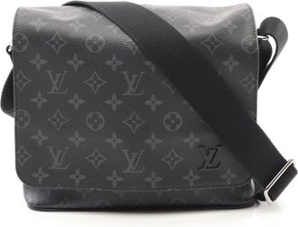 Louis Vuitton Monogram Eclipse Black Coated Canvas Leather Shoulder Bag (Pre-Owned)