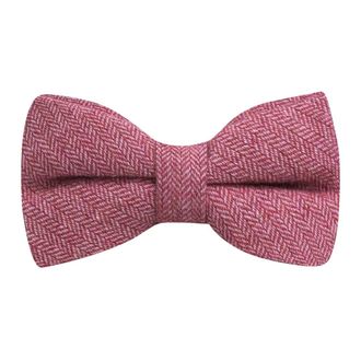 King & Priory Berry Red Herringbone Bow Tie