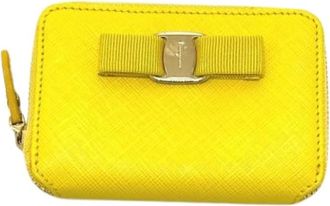 Ferragamo Tweedehands leren portemonnees - Dames - Vintage Accessoires - Geel - ONE Size - Vintage