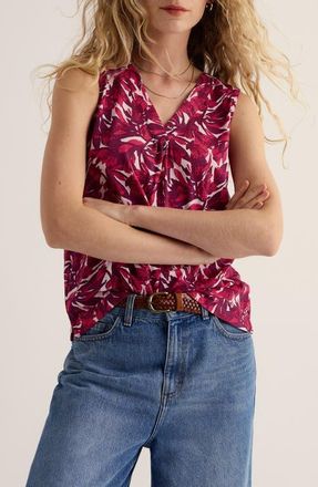 Seasalt Cornwall Achilla Floral Organic Cotton Top in Abstract Protea Bright Radish at Nordstrom, Size 16