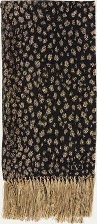 Valentino Garavani Metallic Jacquard Animal Fringe Scarf