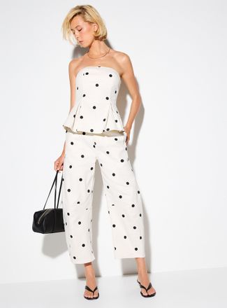 Icone Womens Polka dot twill barrel-leg pant
