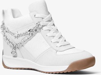 Michael Kors Nikko S2 Embellished Mixed-Media Wedge Trainer