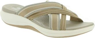 Clarks Womens Mira Isle Slide Sandal, Sand Combi Textile, 5 UK