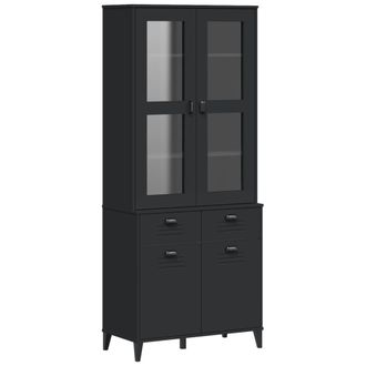 vidaXL Aparador Alto Viken Madera Maciza De Pino Negro 80x40x190 Cm Vidaxl