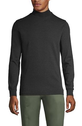 Lands End Cotton Supima Mock Turtleneck in Dark Charcoal Heather at Nordstrom, Size Xx-Large