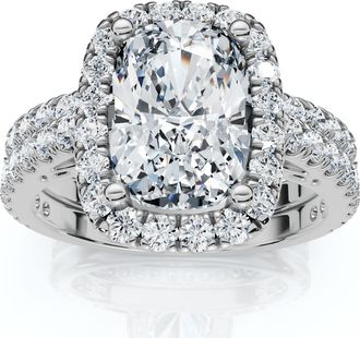 Pompeii3 Ceritified 2.90Ct Cushion Diamond Engagement Ring Set 14k Gold or Pt Lab Grown