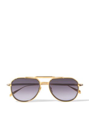 Jacques Marie Mage Commander Aviator-Style Brushed Two-Tone Beta Titanium Sunglasses