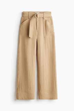 H&M Weite Hose mit G&uuml;rtel - Beige