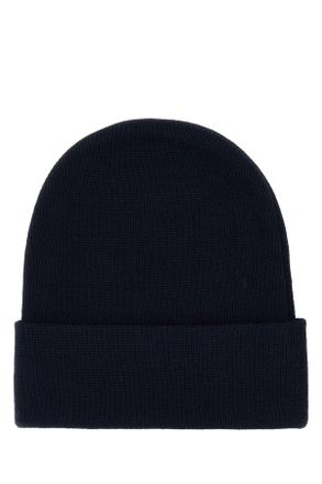Gucci Mens Dark Blue Wool Beanie Hat Navydarkgreen Exterior: Cuffie