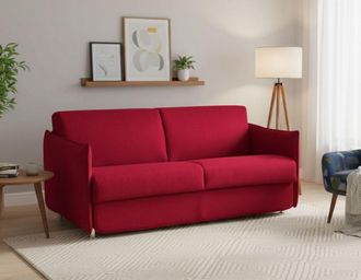 Dmora Dmora - Sof&aacute; Fijo 3 Plazas Severo, Sof&aacute; Lineal Para Sal&oacute;n, Acolchado, Desenfundable, Calidad 100% Made In Italy, 200x95 H90 Cm, Rojo
