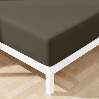 KASANOVA Lenzuolo matrimoniale con angoli in microfibra mano pesca marrone scuro