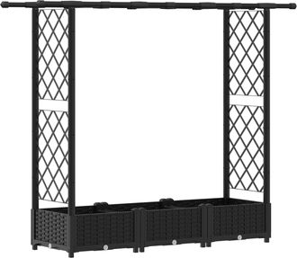 vidaXL Cama Elevada Con Trellis Y Techo Negro 164 X 40 X 121 Cm Pp Vidaxl