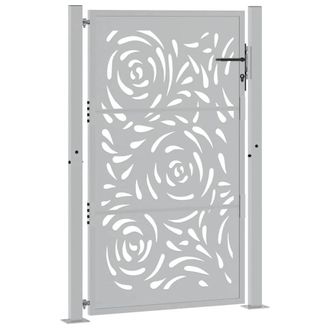 Berkfield Home Beautiful Garden Gate 105x155 cm Weathering Steel Flame Design in Brown