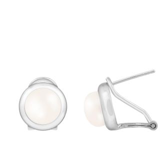 Splendid Pearls 8-8.5mm White Freshwater Pearl Stud Earrings in Sterling Silver