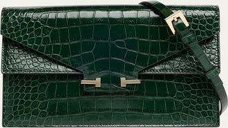 Tom Ford Small Croc-Embossed Leather T-Clasp Clutch Bag