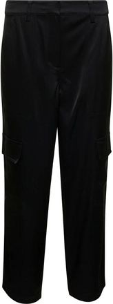 Michael Kors Satijnen Cargo Broek - Dames - Straight fit broeken - Zwart - XS - Satijn - Broeken